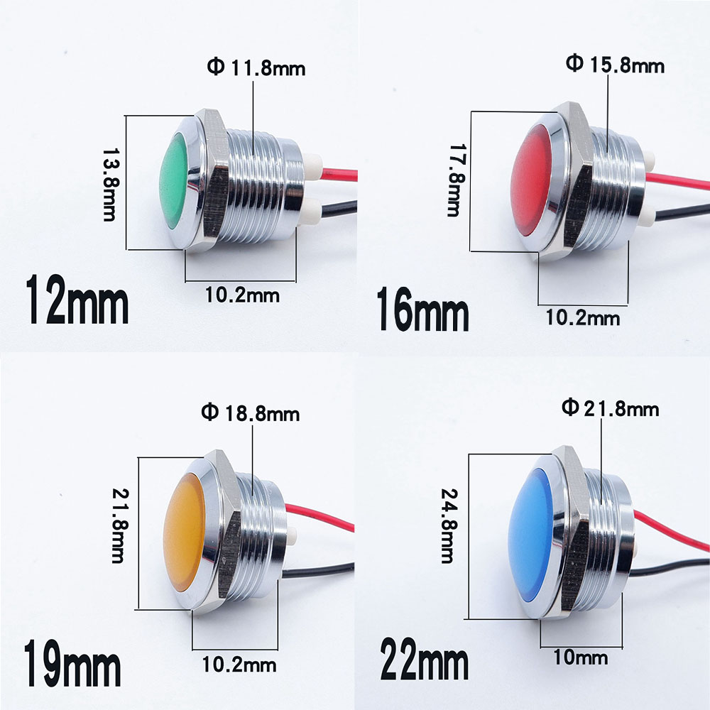 10pcs 12/16/19/22mm Metal LED  - Signal Panel Orange 评论和价格
