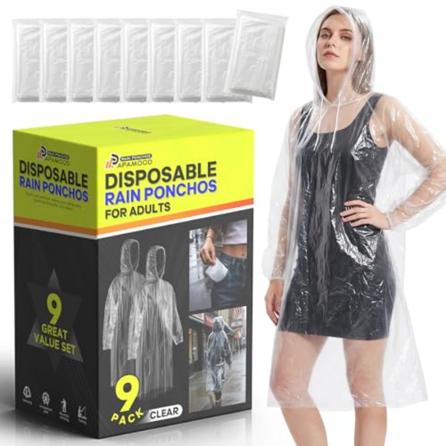 Disposable Rain Ponchos, 6PK/9 - Emergency Poncho Rain 评论和价格