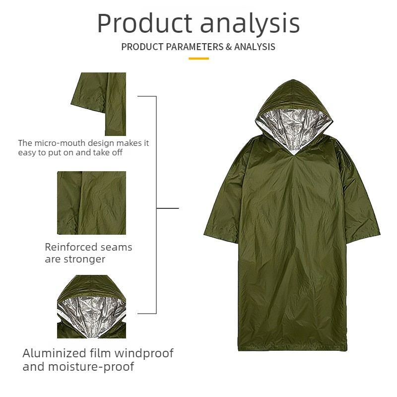 Outdoor Disposable PE Orange E - Emergency Poncho Rain 评论和价格