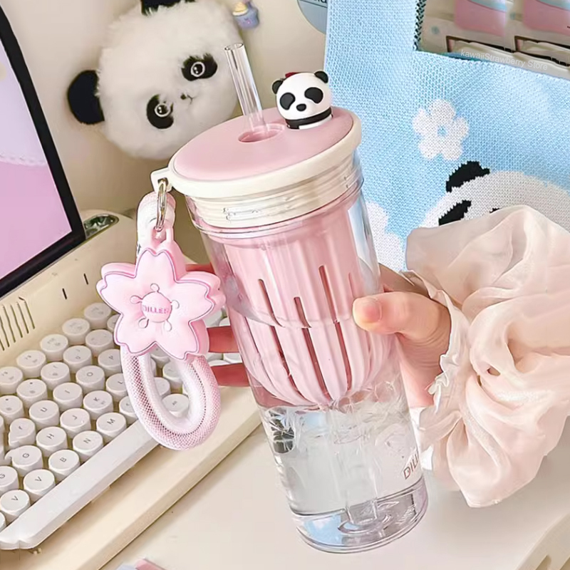 650ml Kawaii Water Bottle With - Water Purification Straw 评论和价格
