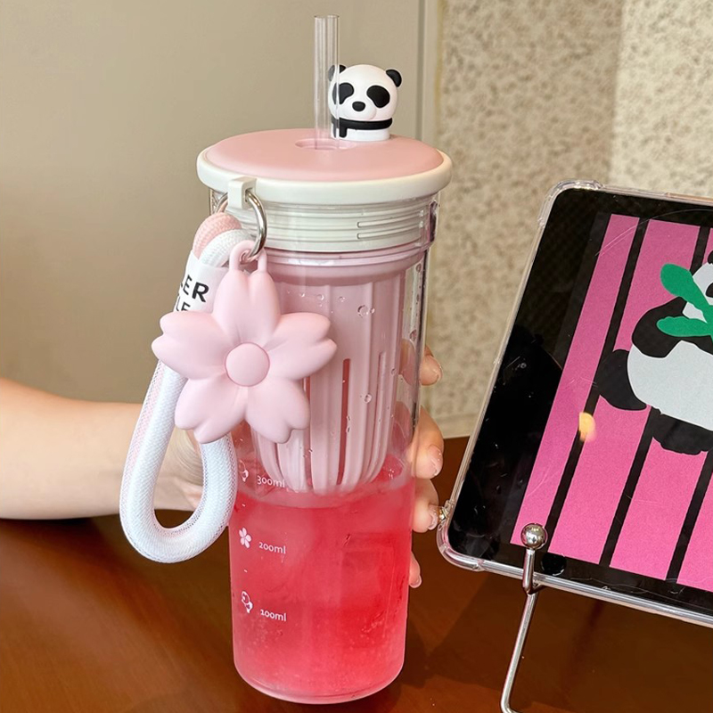 650ml Kawaii Water Bottle With - Water Purification Straw 评论和价格
