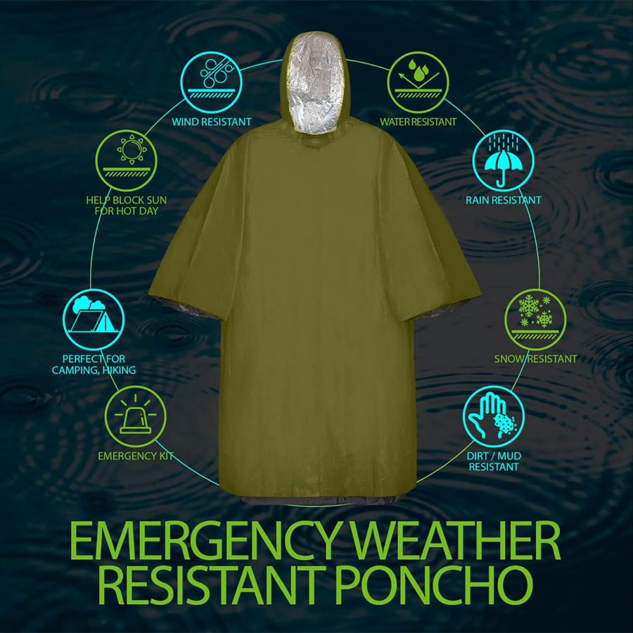 ZHUOHUA 5 Pack Emergency Survi - Emergency Poncho Rain 评论和价格