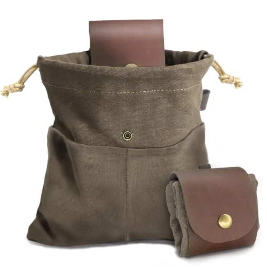 Foraging Pouch Leather Canvas  - Water Bag Collapsible 评论和价格